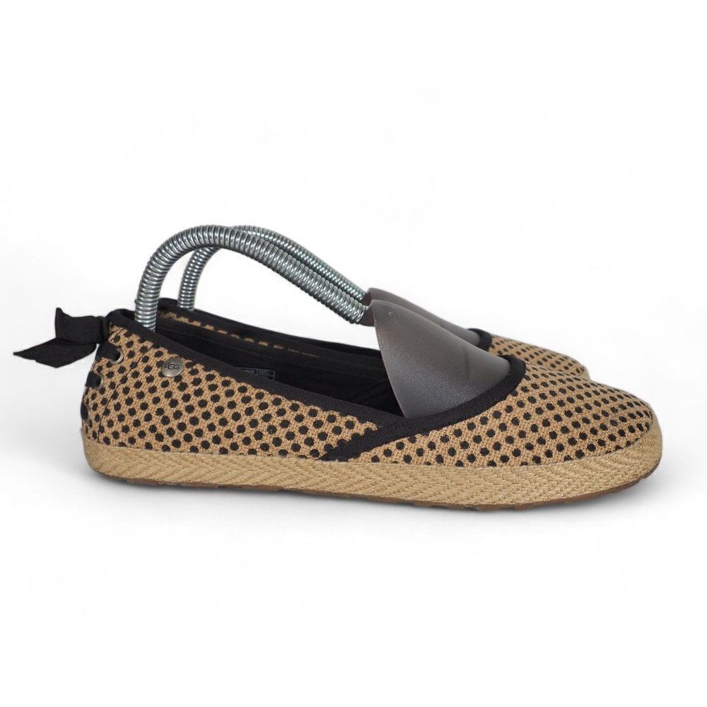 UGG Australia Indah Burlap Polka Dot Ballet‎ Flats Tan / Black 1004329 Women's 8 - Picture 4 of 11